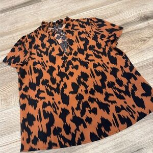 SHEIN Black and Brown Leopard Print Blouse